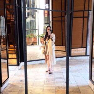 STAUD Striped Mini Dress with Long Sleeves